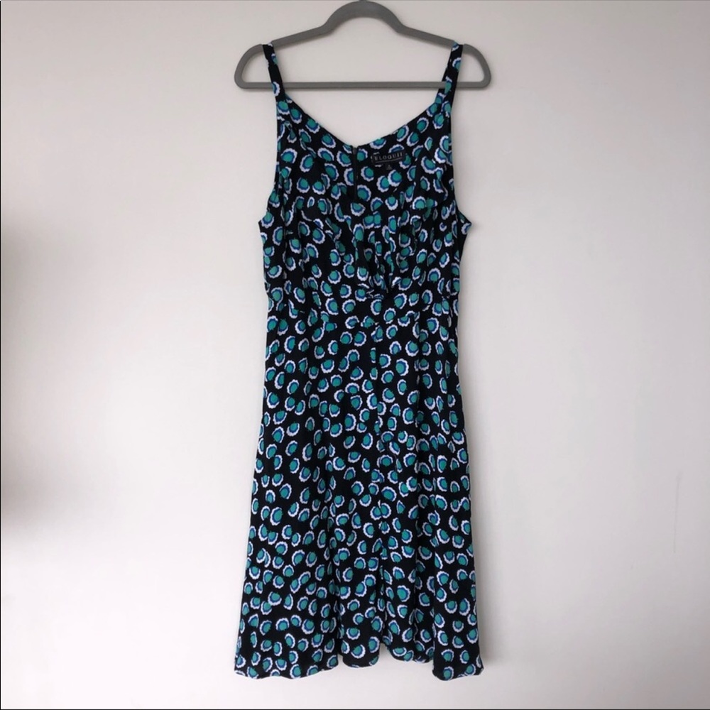 Eloquii skater fit flare ruffle strap print dress - Picture 4 of 7